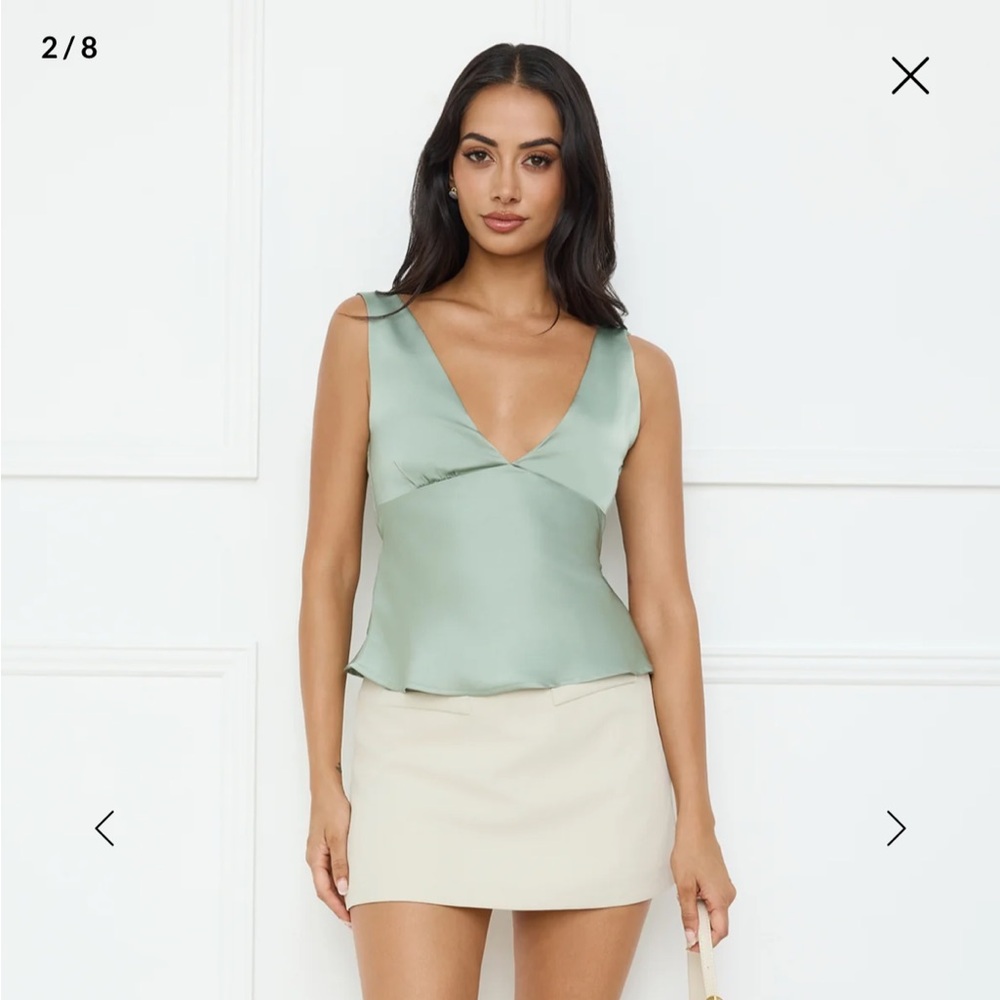 Eden Essence Satin Top Olive - Hello Molly NWT size small - Picture 2 of 7
